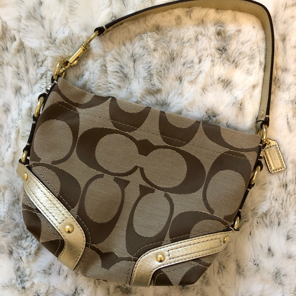 Coach NEW Gold and Tan Mini Handbag